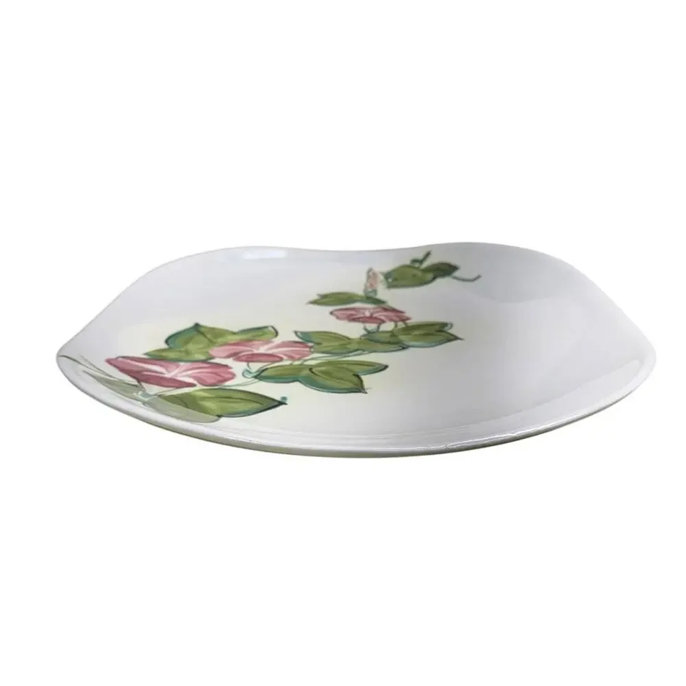 VTG Red Wing Pottery Pink Morning Glory 10.5 in Soft Square Asymmetrical Plate